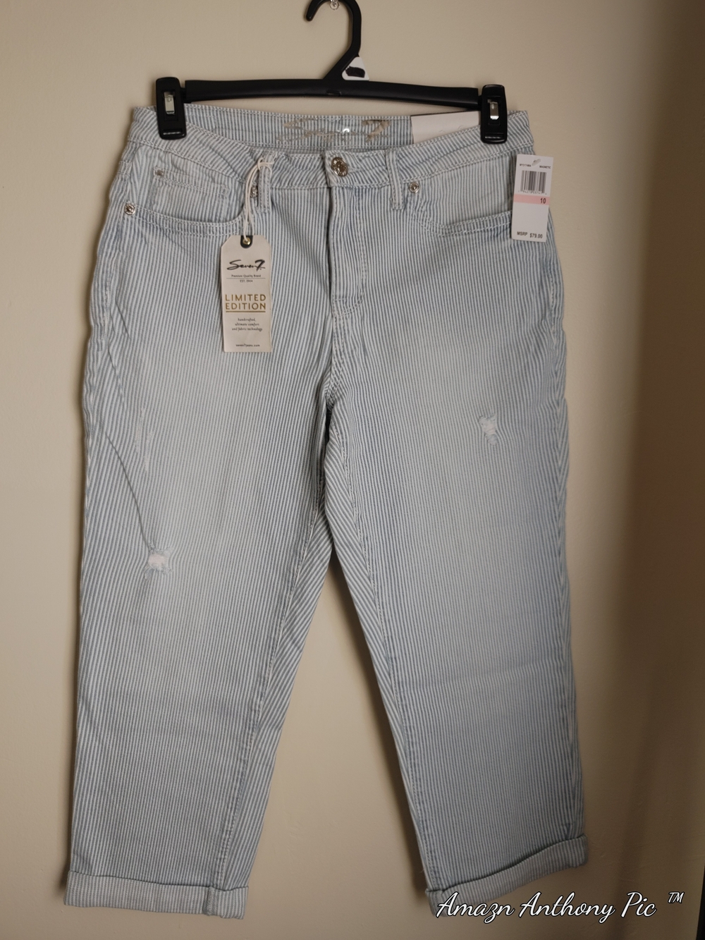 Seven7 Women's Limited Edition Light Blue Striped Jeans